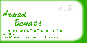 arpad banati business card